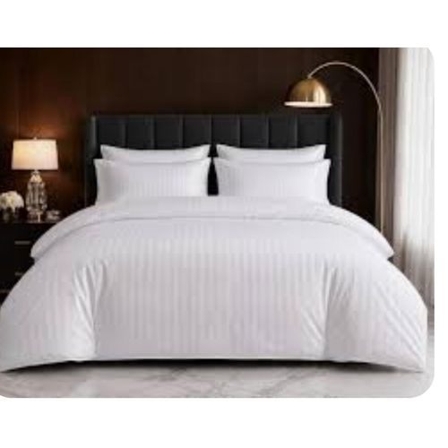 Generic Stripe White Duvet,Bedsheet With 4 Pillow Cases