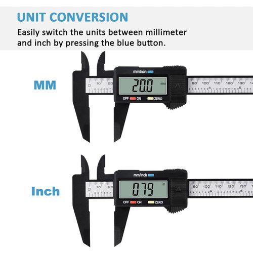 Generic Digital Caliper, 0-6" Calipers Measuring Tool - Electronic Micrometer Caliper with Large LCD Screen, Auto-Off Feature - image 3
