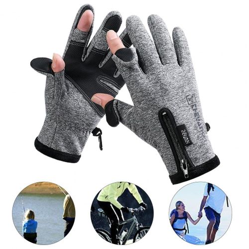 Generic (Black)Winter Outdoor Fishing Heated Full Finger Mittens