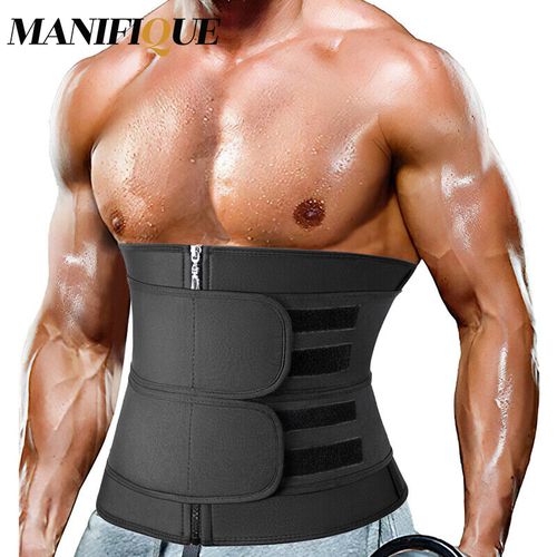 Generic Men Slimming Shapewear Waist Trainer Belt Back Support Lumbar Belts  Sauna Sweat Workout Tank Tops Shapewear Fat Burner(#Black)