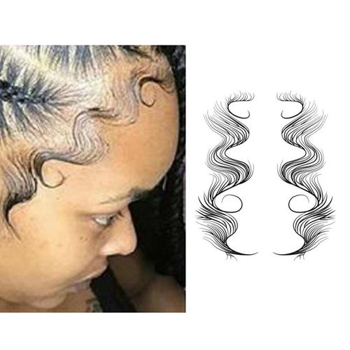 Fake Edges Hair Tattoo Baby Hair Tattoo Stickers - Waterproof Tattoos Body  Makeup for Women - Edge Tattoo Fake Edges Curly Hair Salon DIY Hairstyling Hair  Stickers Template Makeup Tool (E)