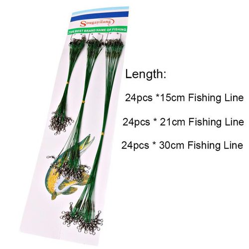 Generic 72pcs Fishing Leader Line Steel Fishing Line With Spinner Metal  Swivel Fishing Line Rope 15cm 21c0cm Fishing Accessories