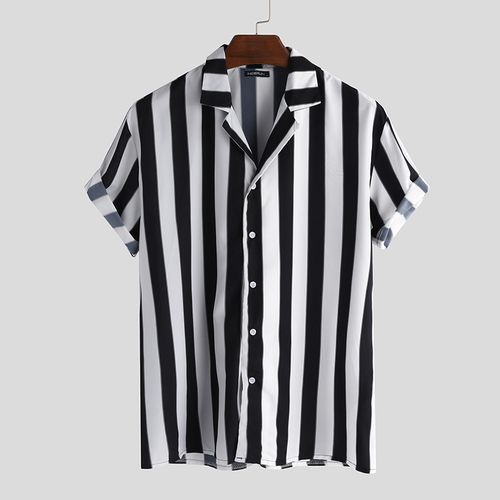 Fashion Men Button Down Short Sleeve Striped Shirt | Jumia Nigeria