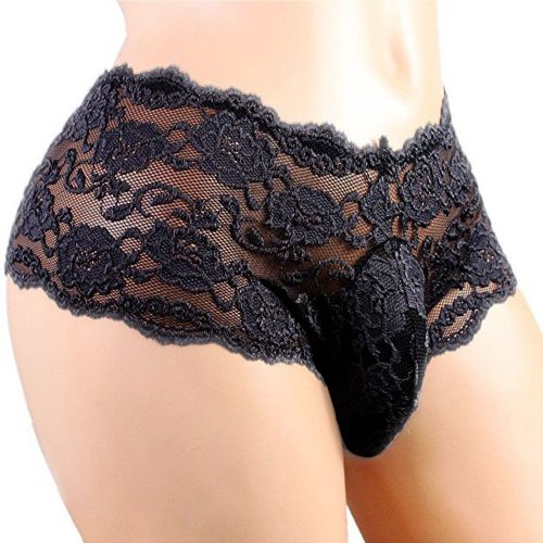 Fashion Hot Sexy Mens Lace Underwear Sissy Grid Thong Seamless