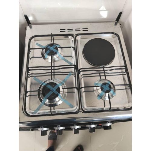 product_image_name-Kenstar-60x60cm 3 Gas Burner 1 Hotplate Cooker With Oven & Gril - Inox-3