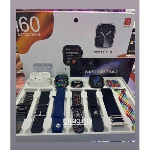 product_image_name-Generic-I60 Suit Extreme 12 In 1 Set Smart Watch Big 2.3inch HD Screen Dual Watch 9 Ultra 2 Earphone Wireless Charging & 7 STRAP BLACK-1