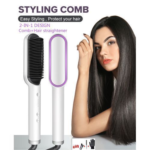 Generic 2 in 1 Hot Air Hair Styling Comb Straightener Hair Comb