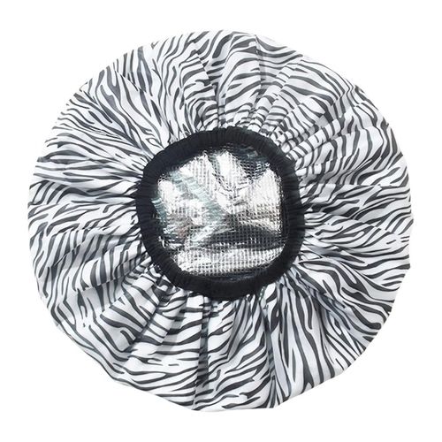 product_image_name-Fashion-Reusable Hair Steaming Shower Cap for Deep Conditioning Tin Foil Thermal Heat Cap for Natural Hair Black&White-1