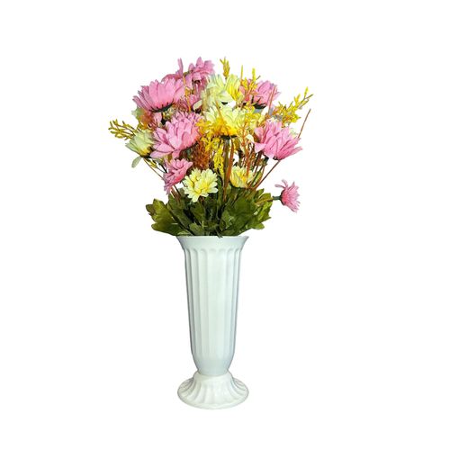 Generic Pink Carnation Flowers on White Plastic Long Vase