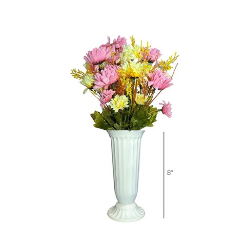Generic Pink Carnation Flowers on White Plastic Long Vase - image 3