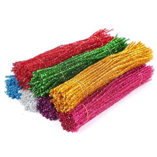 ALL in ONE 100pcs Mixed Color Glitter Sparkle Pipe Cleaners Tinsel Stems  6mm 12-inch