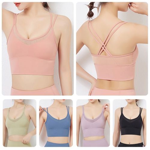 Generic Woman Sports Bra Quick Dry Mesh Splicing Push-up