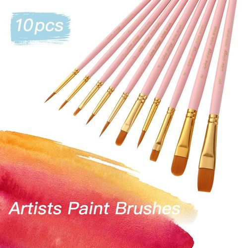 10pcs/set Pink Nylon Paint Brushes