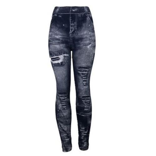 Generic Women 2022 Imitation Distressed Denim Jeans Leggings Casual High  Waist Slim Elastic Pencil Pants