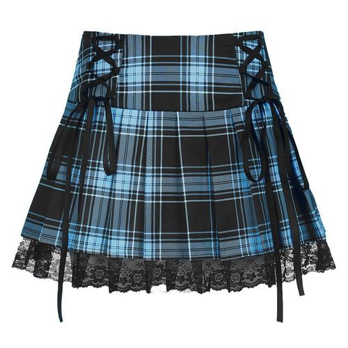 Goth Egirl Pink Plaid Mini Skirt Lace Trim Most Popular Aesthetic Punk –  Aesthetics Boutique