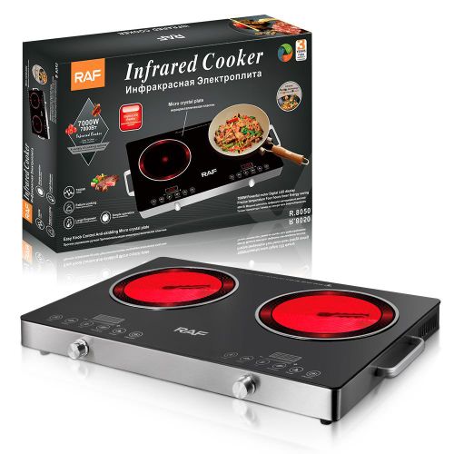 RAF Dual Burner Electric Hotplate & Ceramic Cooker With Glasstop