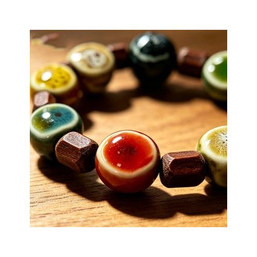 Generic Bracelet For Women Handmade Wood Multi Tone Slice Bead Wrist - image 5