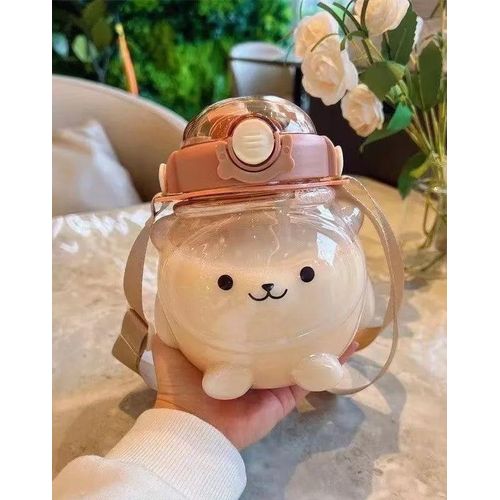 Generic 1000ML BEAR DESIGN WATER BOTTLE WITH STRAW