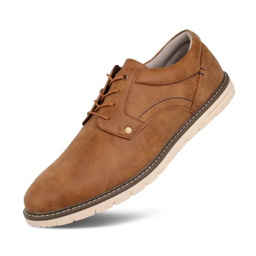 product_image_name-Hawkwell-Men Plus Size Casual Oxfords Shoes Comfortable Business Dress Sneakers Brown 45-52-1