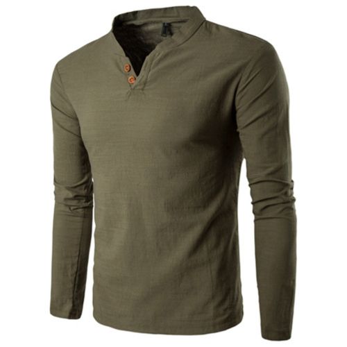 Fashion Men Chinese Style Buttons V-Neck Long Sleeve-Army Green | Jumia ...