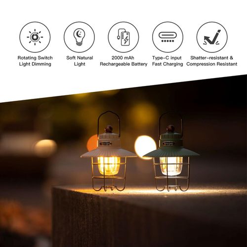 Vintage LED Camping Lantern USB Rechargeable Portable Waterproof