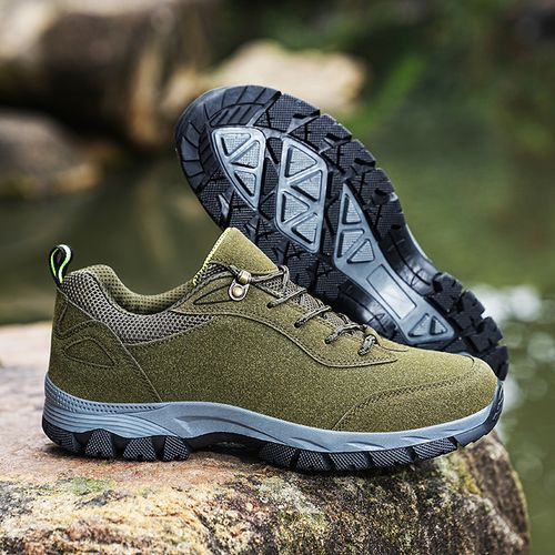 Fashion Men's Hiking Shoes Big Size 39-49 High Quality Suede Men's Non-slip  Thick Sole Outdoor Casual Shoes Green