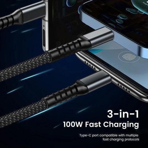 product_image_name-Generic-3 IN 1 100W Ultra-Fast Charging Cable - Black 2M  appie/Android/Type-C-6