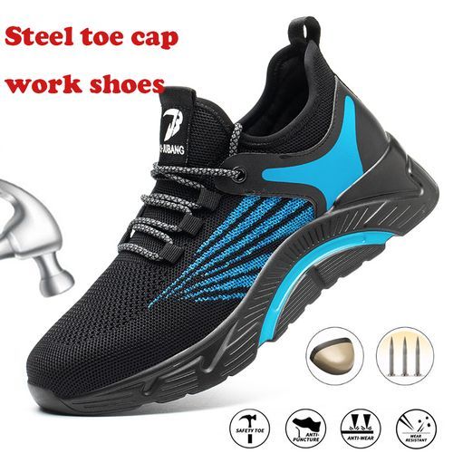 Fashion Men's Safety Shoes Steel Toe Work Boots Non-slip Sole