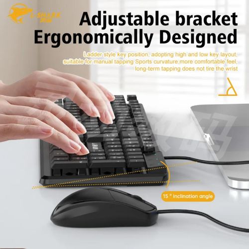 L Shark Ergonomic Wired Keyboard And Mouse Set - (Black) - image 2