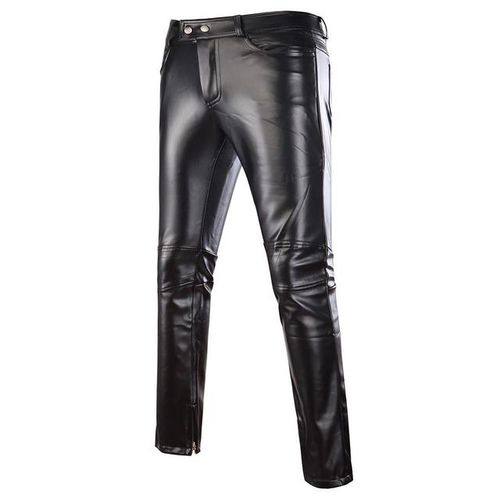 Fashion Mens Skinny Shiny Gold Silver Black Pu Leather Pants Motorc ...