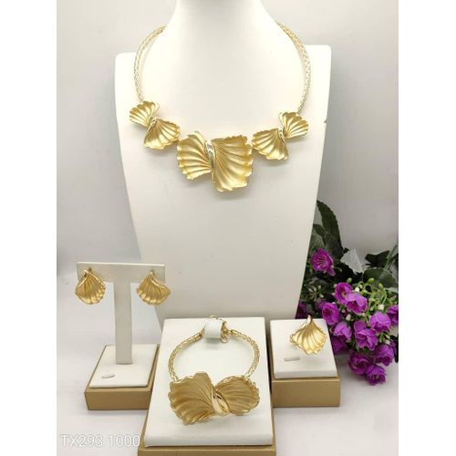 Longchain Premium Quality Sophisticated Diamond Ice Gold Necklace/Necklace/Ear-Ring & Ring