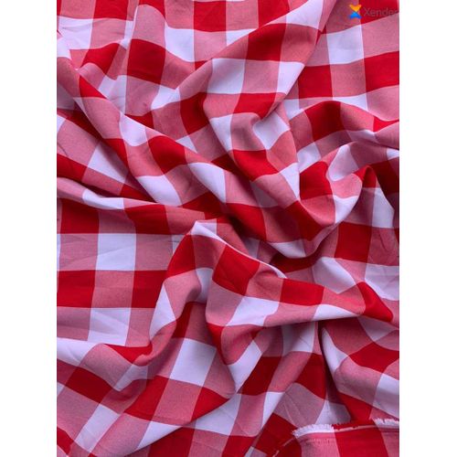 product_image_name-Generic-Red And White Check Cotton Fabric, Sold In 4 Yards-1