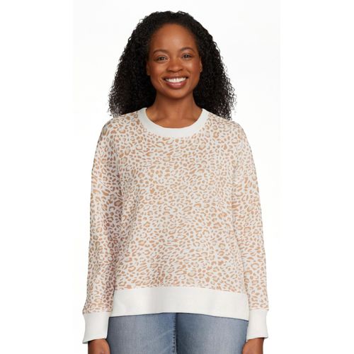 Fashion Ladies Cheetah Design Crew Neck Pullover Plus Size
