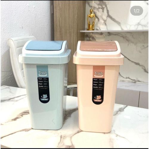 Generic Waste Can With Swing Lid And Trash Bags - 1pc