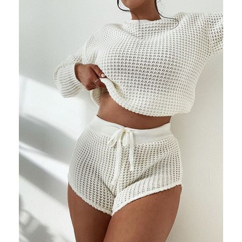 Fashion Khaki Women s Casual Two Piece Sweater Outfits Long