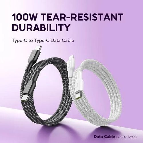 Oraimo BraidLine 100W Type-C to Type-C Cable – PD 3.0 & QC 4.0+ Fast Charging, 480Mbps Data Transfer, Braided Durable Cable 1M - image 2