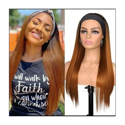 product_image_name-Fashion-24inches Slay queen Gold With Dark Roots Long Straight Headband Glue less Wig Heat Resistant -1