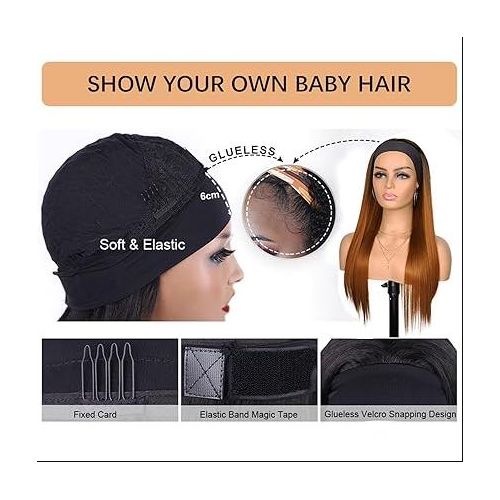 product_image_name-Fashion-24inches Slay queen Gold With Dark Roots Long Straight Headband Glue less Wig Heat Resistant -3
