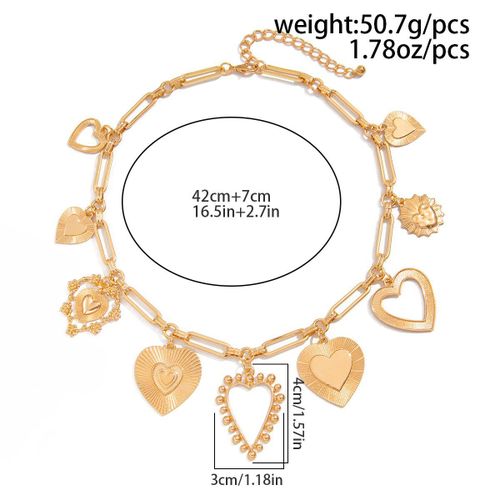 product_image_name-Fashion-Women's Gold Multi-Heart Charm Necklace-3