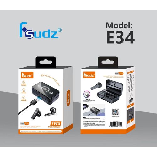 product_image_name-Generic-E34, Fsudz, TWS True wireless stereo, Type C charging, smart noise reduction, touch control  Bluetooth earbuds,  earphones. WHITE-1