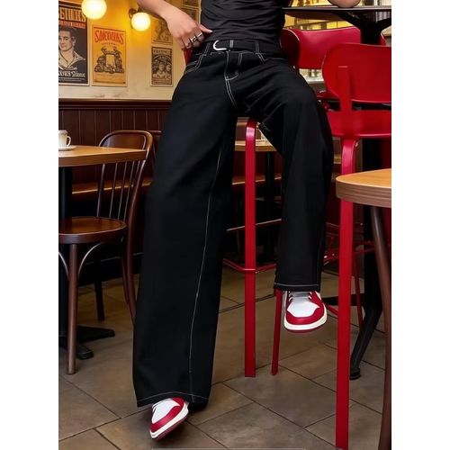 Fashion Qual Baggy Straight Pant-Black - image 3