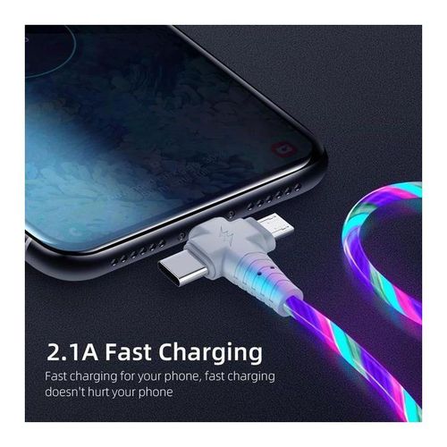 product_image_name-Generic-3 In 1 Led Glow Flowing Charger Cable Luminous Lighting Fast Charging Micro Usb Type C 1 Meter Length For Photo Wire Cord-7