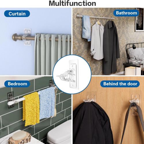 Generic Curtain Rod Holders, Self Adhesive Rod Brackets, 2Pcs Curtain Rod Hooks - image 7