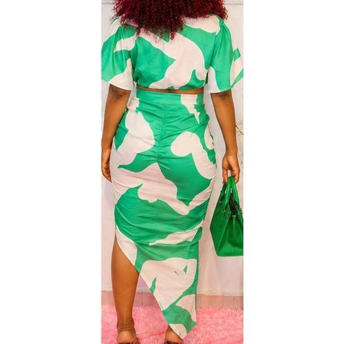 Fashion Emerald Luxe Two-Piece Skirt Set - image 2