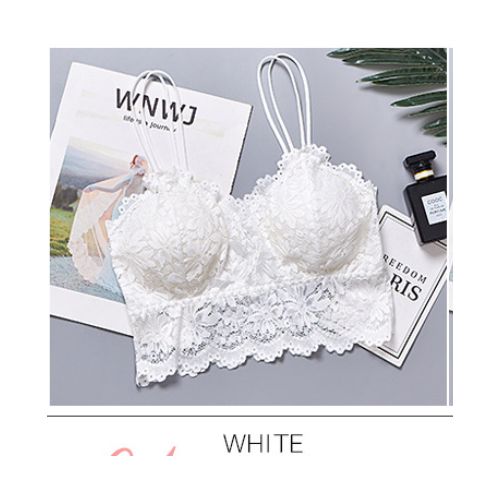 Fashion (white)Women Black Lace Tanks Tops Full Cup Padded