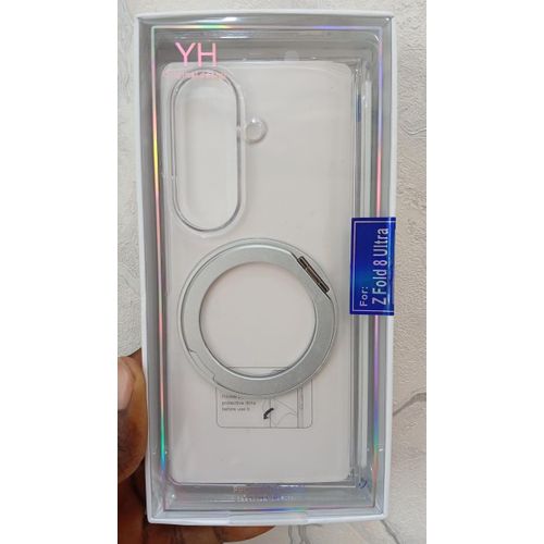 Generic For Samsung Galaxy Z Fold 8 ultra Case - Clear Magnetic Shockproof Ring Kickstand Cover