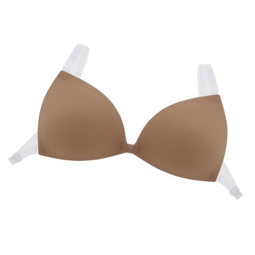 Generic Invisible Cup C Bra Clear Cross Back Strap Pushup Normal Skin C36