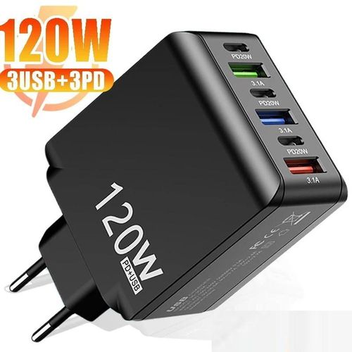 Generic 120W 3PD+3USB Fast Type C Wall Charger + 4 in 1 Super Fast Data - image 7