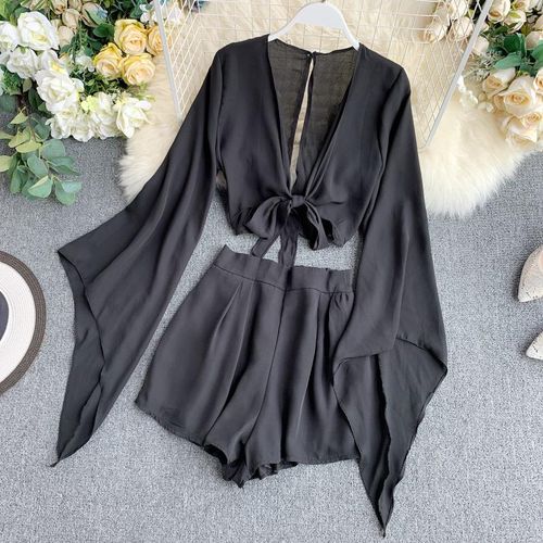 Fashion 2021 New Summer 2 Piece Outfits For Women Flare Sleeve Crop Top Broad legged Jumia Nigeria