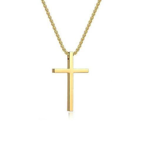 product_image_name-Fashion-Stainless steel Cross Pendant necklace gold plated -1